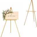 Upgraded 63" Gold Wooden Easel Stand for Sign, Tripod Easel for Wedding Sign Stand, Welcome Board, Poster, Picture, Canvas Art Easel Floor with Tray for Display & Painting, 1 PCS