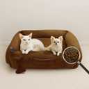 Sytopia Indestructible Small Dog Bed 32'', Calming Donut Bed for Indoor Cats Large with Removable Chew Proof Washable Cover, Cozy Soft Round Anxiety Pet Bed with Spine Support up to 35 lbs, Brown