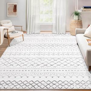 Area Rug for Living Room 6x9: Large Washable Boho Moroccan Rugs Geometric Neutral Rug, Non-Slip Foldable Morden Farmhouse Indoor Floor Carpet for Bedroom Dining Table Home(Dark Grey,6X9)