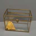 Jajamy Glass Wedding Card Box with Slot, Large Clear Card Box Gold Brass Storage Box Perfect for Wedding Receptions, Birthday Party, Bridal Shower Greeting Card Organizer