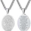 St Michael the Archangel Necklace Pendant Necklace for Women Men with 3mm Wheat Chain 20"+2"