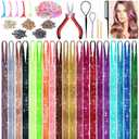 6000 Strands Hair Tinsel Kit in 20 Colors, Glitter Tinsel Hair Extensions Kit Heat-resistant, Fairy Hair Tinsel Tool for Shiny Hair Extension, Women Girls Hair Accessories at Party