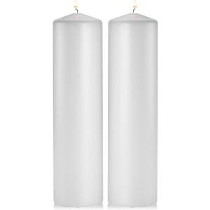 White Pillar Candles - Set of 2 Unscented Pillar 3x12 inches for Wedding Centerpiece Candle, Home Decor and Holiday Celebrations