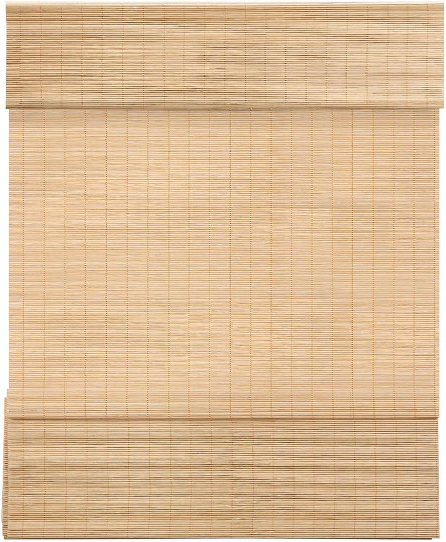 LazBlinds Cordless Bamboo Roman Shades, Light Filtering Window Treatment, Roll Up Bamboo Blinds for Windows, 27'' W x 60'' H