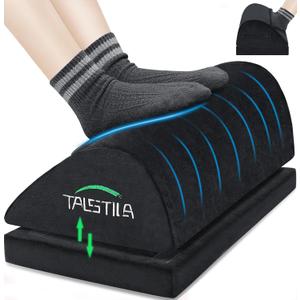 TALSTILA Foot Rest for Under Desk at Work, Footrest with Warm Plush Feet Pocket, Ergonomic 2 Adjustable Heights Foot Stool, Under Desk Footrests, for Office Desks & Chair - Back & Leg Pain Relief (Black, Double Layer)