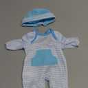 JC Toys | Berenguer Boutique | La Baby Doll Outfit | 2 Piece Blue Striped Onesie|Washable| Ages 2+ | Fits Dolls 14"- 18"
