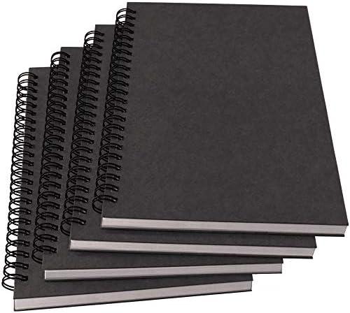 Notebook Spiral Journal Lined, A5, 100gsm Thick Paper & Hard Kraft Cover, 60 Sheets (120 Pages), 8.4" x 6", Gray, 4 Pack