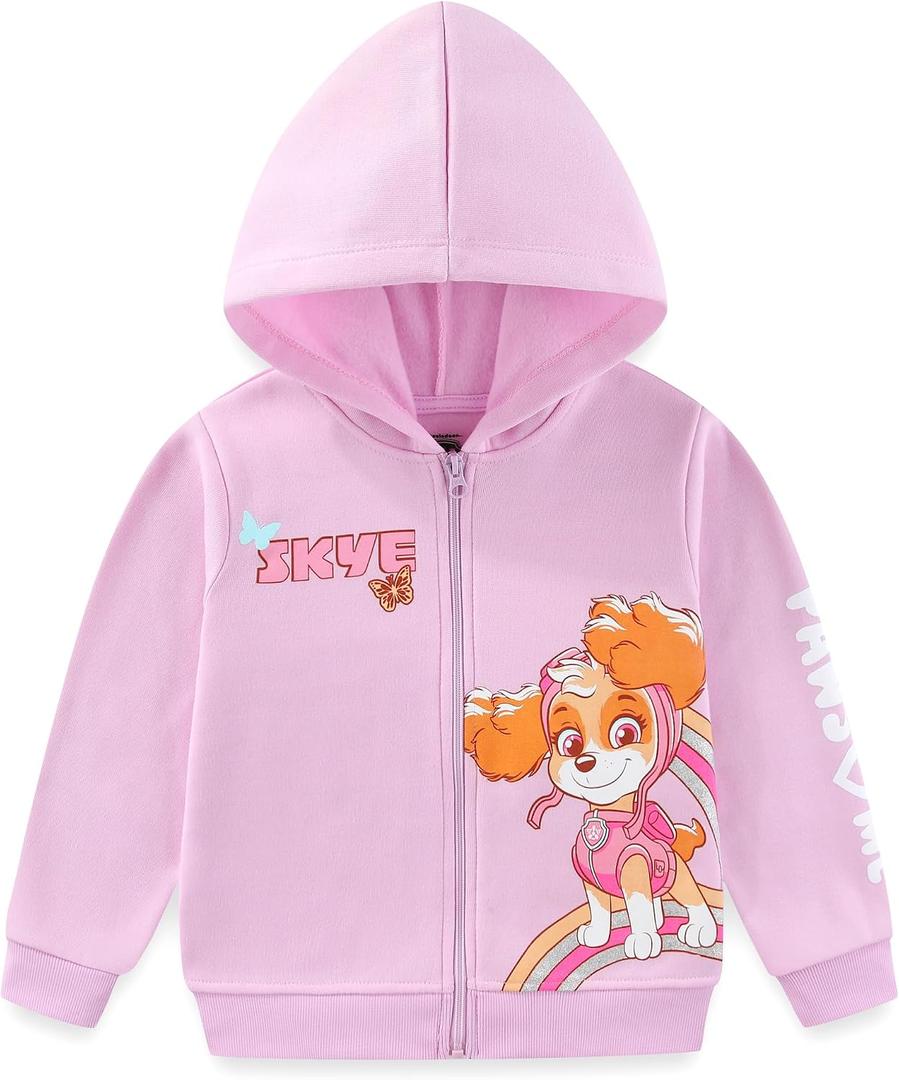 Paw Patrol Nickelodeon Skye Girls Zip Up Hoodie for Toddler and Big Kids, size 5