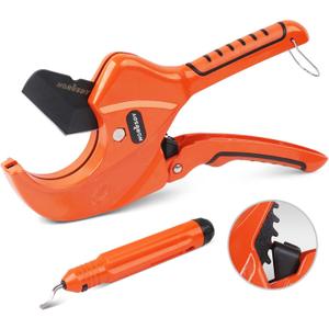 HORUSDY 2-1/2" Ratchet PVC Pipe Cutter for PEX,PVC,PPR and Plastic Hoses, SK5 Steel Blades Ratcheting Pipe Cutter Tool for Home Repairs and Plumbers