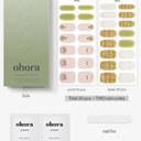 ohora Semi Cured Gel Nail Strips (N Addict) - Works with Any Lamps, Salon-Quality, Long Lasting, Easy to Apply & Remove - Includes 2 Prep Pads, Nail File & Wooden Stick