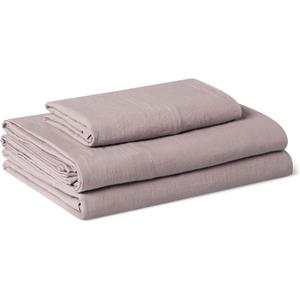 Amazon Basics Twin Bed Sheet, 3-Piece Bedding Set, Double Brushed Microfiber, Ultra Soft, Easy Care, Purple