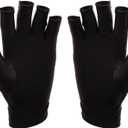 SUNUV LED Gloves for Gel Nails, UPF 50+ Anti UV Gloves for Gel Nail Lamp, Professional UV Gloves for Nail Techs (Black Gloves)