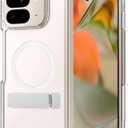 Hiooloon Magnetic for Pixel 10 Pro Fold Case Clear, Compatible with Pixelsnap & MagSafe, Built-in 2-Way Kickstand [Horizontal & Vertical Stand] Magnetic Slim Fit Anti-Slip Rugged Bumper Cover (Clear)