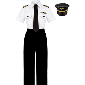 Kids Pilot Costume for Boys Airline Captain Pilot Uniform for Boys’ Career Day Dress Up Airline Costume Gifts, Large