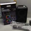 Karaoke Machine for Adults Kids, Portable Bluetooth Speaker with 2 Wireless Microphones, TWS Mode & LED Light, 10H Battery PA System Stage Monitors,Home Party Outdoor Birthday Easter Gifts(Black)