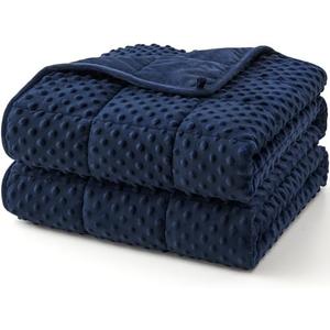 Topcee Weighted Blanket for Adults (20lbs 60"x80"), Minky Dots Heavy Blanket for 190-210lbs Sleeping, Soft, Cozy and Cooling Weighted Throw Blankets, Machine Washable, Blue