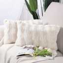 MADIZZ Pack of 2 Thick Plush Wool Throw Pillow Covers 12x20 Inch Cream Soft Neutral Decorative Throw Pillows Accent Boho Cushion Covers for Couch Sofa Bedroom Pillow Shell