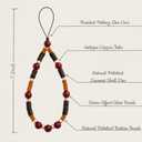 Beaded Phone Wrist Strap Bamboo Beaded Phone Lanyard Coconut Shell Beads Wrist Lanyard for Smartphone Charm Wristlet (Garnet Red)