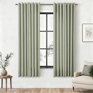 Sage Green Linen Curtains 63 Inch Length 2 Panels Set For Living Room, Bronze Grommet Semi Sheer Flax Light Filtering Boho Drapes Window Bedroom Curtains 63 Inch Long Kitchen Dining Room Light Green