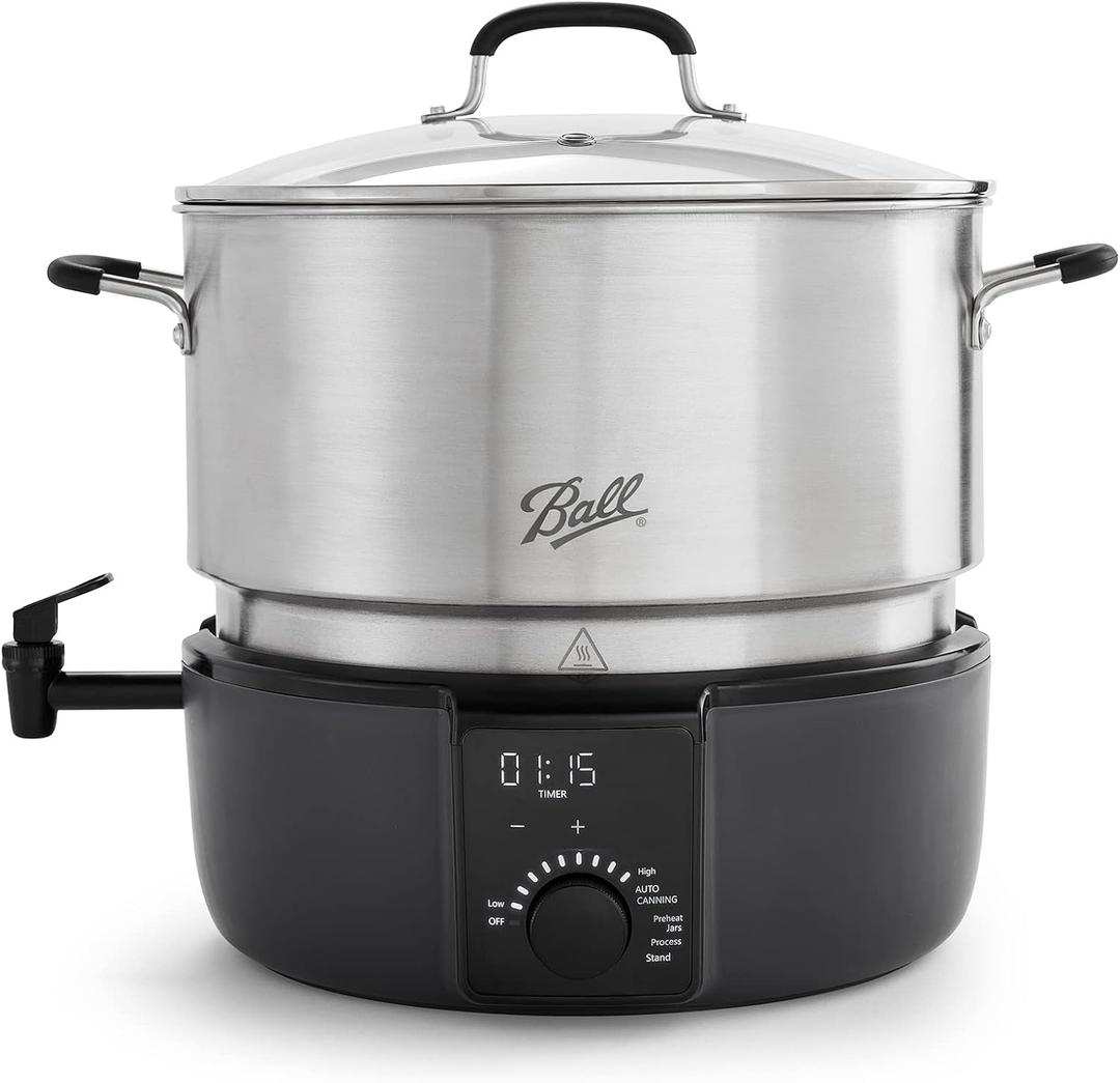 Ball EasyCanner Electric Water Bath Canner, 21-Quart Capacity, Automated Heating, Multicooker & Steamer Functionality