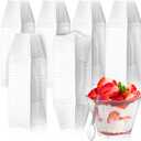 Lyellfe 100 Pack 4 Oz Dessert Cups with Spoon, Clear Plastic Cups, Mini Disposable Square Parfait Shooters Cups for Appetizer, Ice Cream, Pudding, Tasting Party