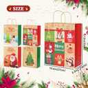 PARSUP 12PCS Medium Christmas Kraft Gift Bags Assorted Styles Bags Xmas Small Paper Bags with Handles Goodie Bags with Christmas Prints for Xmas Gift Wrapping Party Supplies