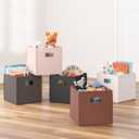 RiverRidge Kids 2pc Fabric Collapsible Storage Cube Organizers with Handles for Playroom Organization - Soft Pink