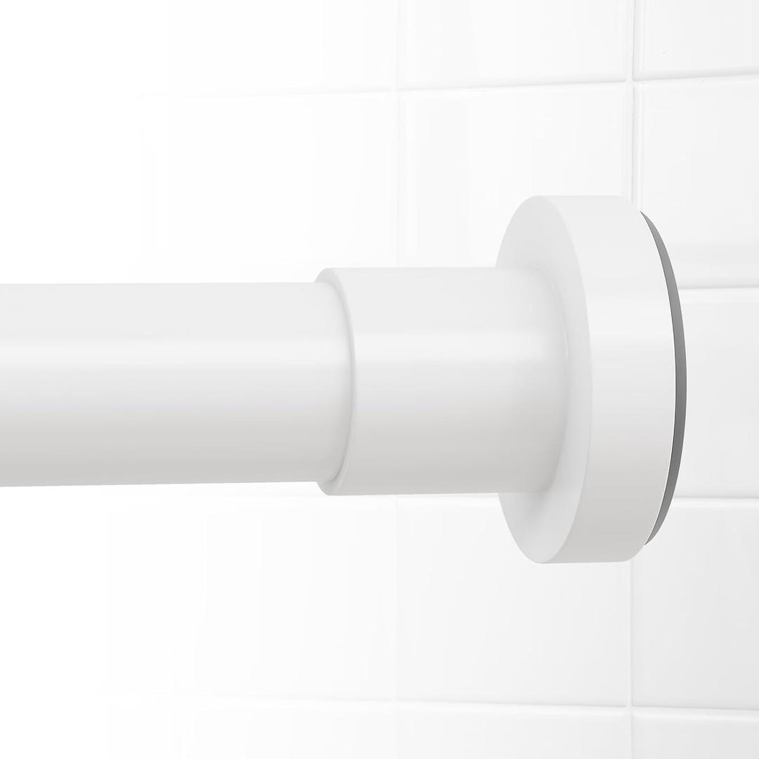 Shower Curtain Rod Spring Tension:White Shower Rods for Bathroom 34 to 43 Inch,1 Inch Modern Heavy Duty Adjustable Tension Shower Curtain Rod No Drilling No-Slip Easy Install,Matte White