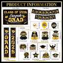 Graduation Decorations 2026 Black and Gold Party Decor Set include Congrats Grad Banner Graduation Backdrop Class of 2026 Balloons Party Supplies
