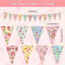 Faccito 49 Ft 60 Pcs Tea Floral Party Paper Bunting Decor Outdoor Bunting Banner Floral Pennant Wildflower Garland Tea Party Birthday Supplies for Wonderland Garden Baby Shower Bridal Wedding Bedroom