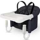 Hook On High Chair with Tray, Fast Table Chair Clip on Table High Chair, High Chair That Attaches to Table Portable Baby Feeding Seat for Baby Toddler Washable for Travel Outside (Black)
