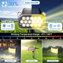 WdtPro Solar Spot Lights Outdoor Waterproof, Bright Solar Lights Outdoor with 16 Extra-Large LEDs, 3 Modes Landscape Spotlights, 2-in-1 Solar Powered Light for Yard Flag Garden, 6 Pack, Warm White