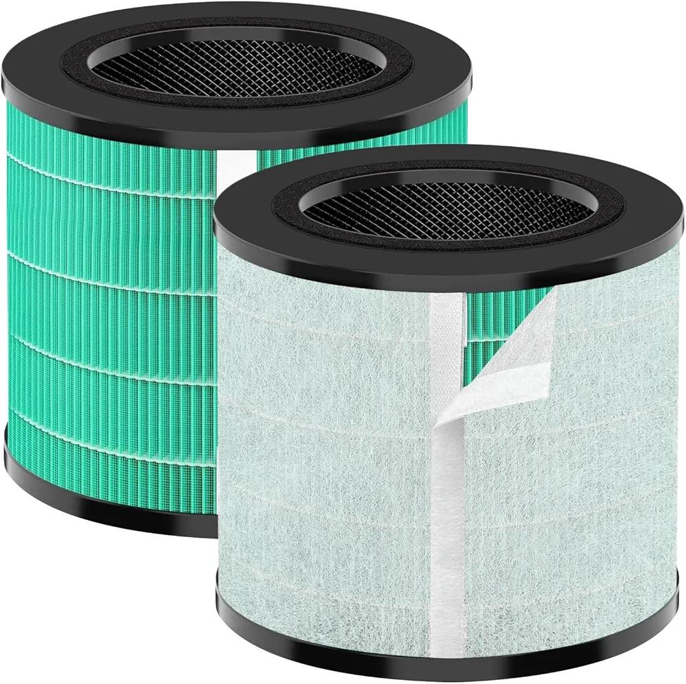 2 Pack 08W 09W Air Filter Replacement Compatible with 08W 09W Air Purifier, 4-in-1 High-Efficiency HEPA Air Filter- Pet Dander Version,Green