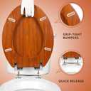Elongated Toilet Seat Molded Wood Toilet Seat with Quietly Close and Quick Release Hinges, Easy to Install also Easy to Clean by Angol Shiold (Elongated, Brownish Yellow)