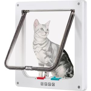 CEESC Large Cat Door (Outer Size 11" x 9.8"), 4 Way Locking Cat Door for Windows & Sliding Glass Door, Weatherproof Cat Flap Door for Cats & Doggie with Circumference < 24.8"