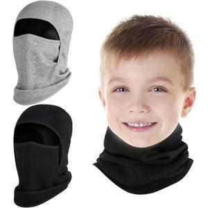 2 Pack Kids Balaclava Face Mask for Boy Girl, Winter Hat Ski Mask for Cold Weather, Windproof Face Warmer for Skiing Cycling, Size: 3-8 Years