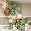 Sage Green Tan Balloon Arch Kit - 134Pcs Retro Olive Green Brown and Nude Neutral Latex Balloons Garland for Baby Shower Gender Reveal Jungle Safari Woodland Theme Birthday Party Decorations Supplies