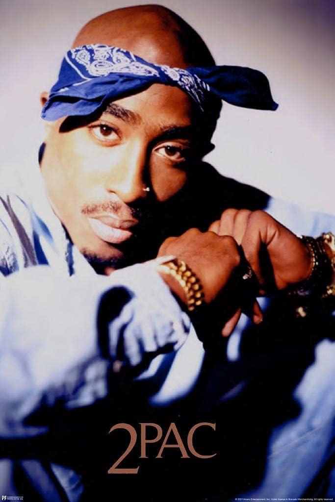 Tupac 2Pac Blue Bandana Portrait 90s Hip Hop Rapper Posters - 16x24 Cool Wall Art Print