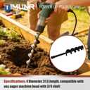 4 Inch Earth Auger Drill Bits for Planting, 4 x 31.5 Gasoline Engine Auger Post Hole Digger Drill Bits, Bulb Planter Tool with 3/4 Shaft