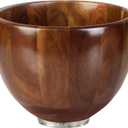 5 Qt Wood Mixing Bowl, Compatible with KitchenAid 4.5-5 Quart Tilt-Head Stand Mixers, Handcrafted Acacia Wood Replacement Bowl with Stainless Steel Base, Quiet & Non-Stick for Baking