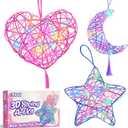 ZOOI Valentines Day Gifts for Kids, Gifts for Teen Girls Arts and Crafts for Kids Girls Ages 8-12, Kids Valentines Day Gift 3D String Art Kit, Light Up String Toys, Birthday Gift for Girls Ages 8-12