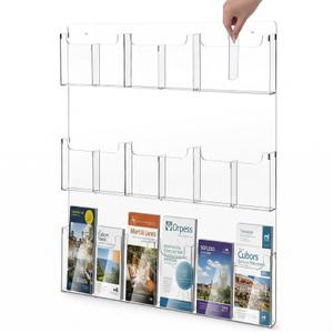 Sherr Acrylic Brochure Holder Wall Mount with Removable Dividers, Wide High Capacity Literature Display Stand for 4''x 9'', 8.5''x11'' Pamphlets, 26.7'' x 30.7'' for High-traffic Lobbies Events