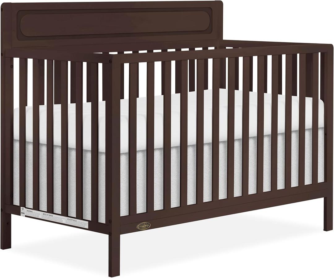 Dream On Me Avery 5-in-1 Convertible Full-Size Baby Crib, Chocolate Chip, 54.8"L x 29.3"W x 42.8"H