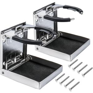 2PCS Boat Cup Holder,Stainless Steel Adjustable Holder for Cup Bottle Beverage,Folding Drink Holders for Marine Boat,Pontoon Boat,Truck,RV,Yacht
