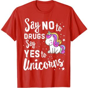 Red Ribbon Week Say No To Say Yes To Unicorns Unicorn T-Shirt. Size 4-5Y