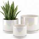 EFISPSS Plant Pots, 4+5+6 Inch Pots for Indoor Plants,Ceramic Planter Pot with Drainage Hole,Flower Pots for Succulent Cactus,Set of 3 - Rainbow Pearl Glaze