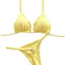 GORGLITTER Women's Braided Swim Suits Halter Triangle String Thong Bikini Set High Cut Bathing Suit 2026 L