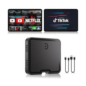 Wireless CarPlay Adapter AI Box for iPhone & Android Auto – YouTube & Netflix Support, TF Card Offline Playback, Plug and Play, Wired to Wireless Conversion, Stable 5.8GHz WiFi & Bluetooth 5.3