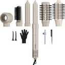 7MAGIC 6 in 1 Multi Hair Styler Dryer Brush, 110,000 RPM High-Speed, Negative Ionic, Fast Drying for Professional Blow Dry, Curling, Volumizing, Straightening and Styling, Gold