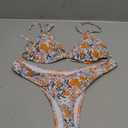 SUUKSESS Women Sexy Thong String 2 Piece Bikini Set Cheeky Halter Swimsuit ( Yellow Floral, Size L)